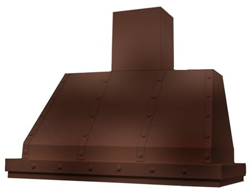 Cappa aspirante per cucina moderna da parete decorativa in acciaio inox verniciato, filtrante con motore e luci led - 90 cm, Made in Italy (Rame, motore 600 no kit filtri)