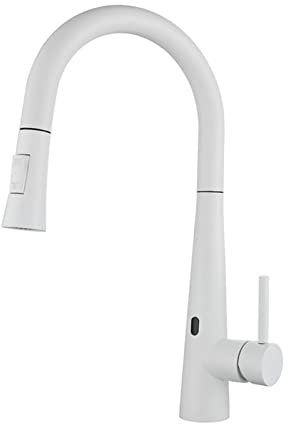 Modern Touchless Stainless Steel Kitchen Faucet with Pull Out Sprayer Smart Sensor Sink Faucet for Easy Use Single Handle White Kitchen Mixer Tap