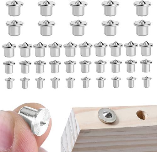 40 Pcs Dowel Pins Steel Dowel Centre Point Wooden Pin Center Punch 6/8/10/12mm Solid Log Pin Positioner Dowels Pins Center for Accurate Drilling