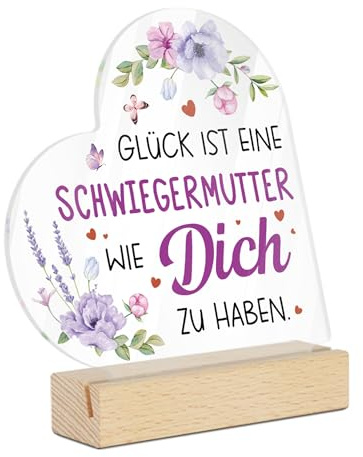Putuo Decor Acryl Deko Tischaufsteller – Glück ist eine Schwiegermutter wie Dich zu haben – Geschenk für Schwiegermutter, Muttertag, Geburtstag, Hochzeit, Dankeschön Deko