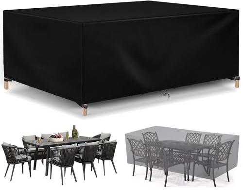 Gartenmöbel Abdeckung Nach Maß Wasserdicht Outdoor Tischabdeckung Winterfest Abdeckplane Gartenmöbel Oxford Tisch Abdeckhaube Schutzhülle für Gartentisch Sitzgruppe Rechteckig