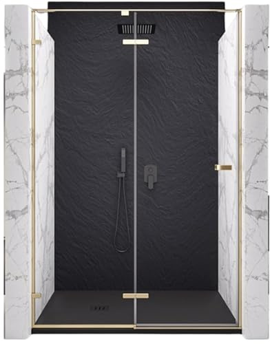 IMPALLI Box Doccia A Nicchia H200 Cm Anta Battente Magnetica Estensibile 138,5-140,5 Cm Cabina Doccia Reversibile Cristallo Temperato 8 Mm Finitura Trasparente Profili Alluminio (ORO SPAZZOLATO 140)