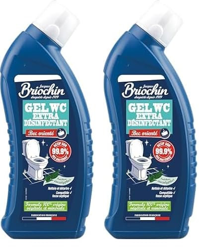 JACQUES BRIOCHIN - Gel WC Extra Désinfectant - Elimine 99.9% des Bactéries - Nettoie,Détartre - Compatible Fosse Septiques - 100% d'Origine Naturelle - Menthe & Grenade - Fabrication Française - 750ml