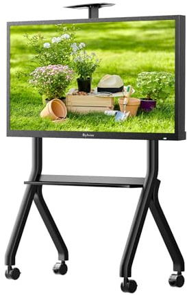 Sylvox Rolling TV Stand for 43-55 Inch Outdoor TVs, Mobile TV Cart Floor TV Stand Max Load 88LBS, 360° Locking Wheels, Max VESA 700x500mm, Not Suitable for Outdoor TVs More Than 55 inches