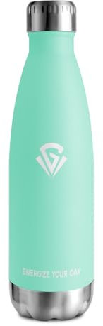 Trinkflasche 500ml, Isolierflasche Kohlensäure Geeignet, Thermosflasche BPA-Frei, Auslaufsicher Doppelwandig Thermoskanne, für Fitness, Laufen, Büro, Kinder, Erwachsene, Camping, Fitness, Sprudel