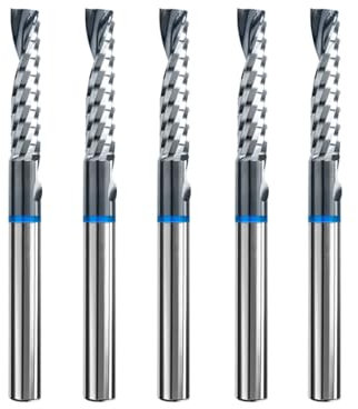 Hardwin 5 Stück Aluminium Einfluter CNC-Fräser 4mm Schaft VHM Fräser Schaftfräser 15mm Schneide 45mm Länge Einkantsfräser für Alulegierungen Acryl Messing