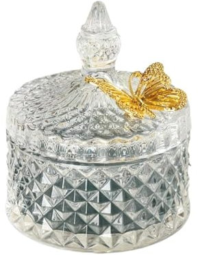 Sucrier avec couvercle, sucrier, bocal à bonbons en verre avec couvercle, sucrier en verre, pot de rangement en cristal transparent avec couvercle papillon, récipient à sucre for la maison (couleur :