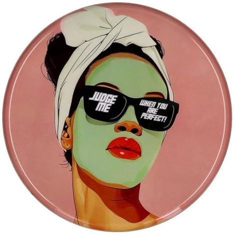 Gift Company Love Trays, Dekotablett, M, Motiv: Frau mit Gesichtsmaske, rund, Altrosa