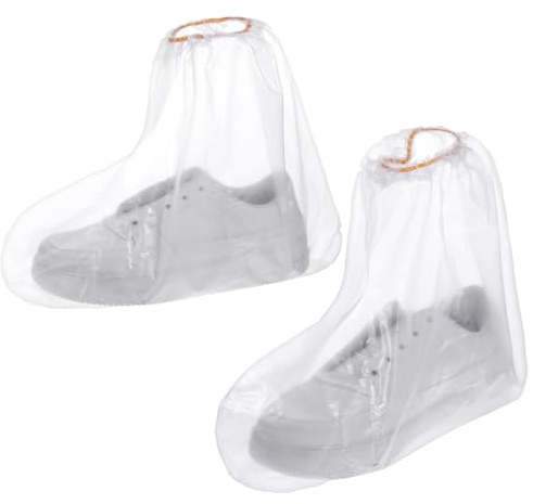 10 Paare 30x28cm Kinder Regenschuh Abdeckungen mit Gummizug, Einweg Stiefelüberzieher für Outdoor Camping, Transparenter Überziehschuhe Wasserdichte Rutschfeste für Kind, Transparent