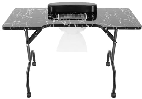 KANBCNG Klapp Tragbarer Nageltisch Maniküre Schreibtisch mit Staubkollektor Tragfähigkeit 40 kg Maniküretisch mit 4 Universellen Räder Nageldesign Tisch Nageltisch mit Absaugung