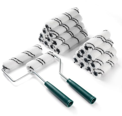 CoatPro Twools 20 Pack 4 Inch and 6 Inch Microfiber Paint Roller Covers with 2pcs Anti Rust Metal Roller Frames, Professional Grade Painting Tools for Walls, Ceilings, Furniture