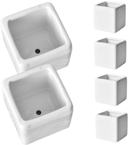 TOYANDONA 6 Piezas Macetas Cerámicas Cuadradas para Plantas Pequeñas Maceteros Decorativos Interiores para Suculentas para Oficina Escritorio y Decoración del