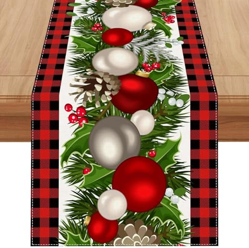 Tischläufer Weihnachten Weihnachtstisch Deko Tischdecke Weihnachtsdeko Innen Weihnachtstischdecke Läufer Rot Modern Weihnachtstischläufer Modern 180 cm Weihnachtsläufer Tisch Winter Geschenk