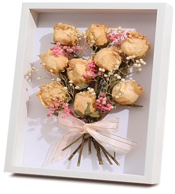 HMCEY Porta Bouquet Cornice Profonda In Legno 20.2x20.2 cm,Profonda da Riempire Cornice Oggetti 3d,Cornices per Artigianato, Souvenir,Cornices per Fiori Secchi,Shadow Box per Regalo di Nozze