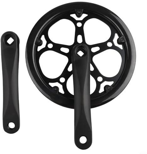 babominimer Kettenblatt für Klapprad, 52T Kettenblatt mit Schutzscheibe für Vierkantloch-Tretlager, 170 mm Aluminiumlegierung, Kurbel-Set für Singlespeed-Fahrräder (schwarz)