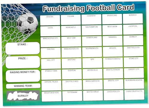 10 x A5 Name The Football Team Fundraising Scratch Cards - 40 Squares - Thick 330gsm Card - UK Made