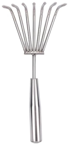 ANGGREK Rastrello a Mano, Strumento Multiuso in Acciaio Inossidabile, Design Confortevole, Ottimo per la Coltivazione del Giardino, la Lavorazione del Terreno, il Rastrellamento della Spiaggia