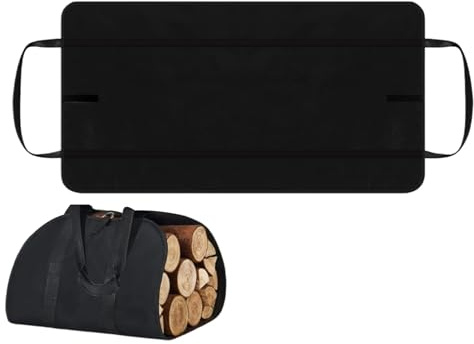 Firewood Bags - Heavy Duty Log Carrier for Camping Fireplace | Reinforced Canvas with Strong Handles, Foldable Design for Easy Transport and Storage of Wood, Kindling Outdoor 39.37x19.69x0.39 in
