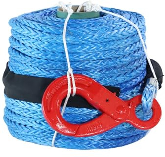 para Coche, camión, Remolque, SUV Cuerda De Cabrestante Sintética Azul, Cuerda De Remolque con Gancho(12mm*40m)