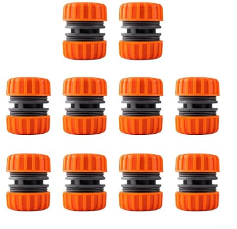 Set di 10 connettori per tubi dell'acqua, adatti per tubi ID da 25 mm, giunti di prolunga in plastica resistente per ugelli e bacchette per tubi da giardino, raccordi idraulici arancioni e neri