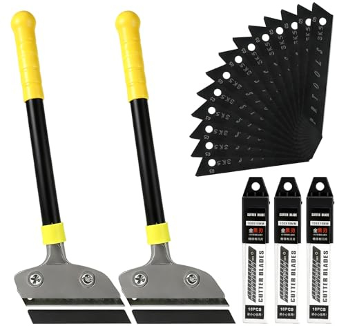 Tapetenschaber Set 2 Stück mit 30 Klingen – Tapetenentferner 4 Zoll | Farbschaber & Bodenschaber mit Gummigriff, zum Entfernen von Tapeten, Kleber & Etiketten