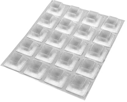 Happy Bananas Square Self-Adhesive Rubber Bumper Feet 12.6 mm x 5.7mm | Non-slip pads for cutting boards, electronics, glass and crafts (20, Clear)