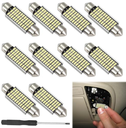 Ebksqs 10 Piezas 41mm Luces LED Coche Interior, Bombillas LED Coche C5W Festoon 33 LED 6000K Blanco Frío para Luces de Techo, Matrícula, Maletero - Incluye Destornillador Mini