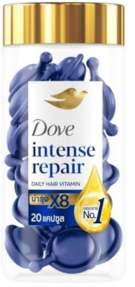 Dove Intense Repair Daily Hair Vitamin, Nourishing Capsules, Prevents Damage and Frizz, Non-Sticky Formula, 20 Capsules