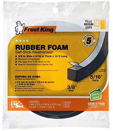 Frost King R538H Foam Tape, Black, 3/8 W, 5/16 T, 10 ft L