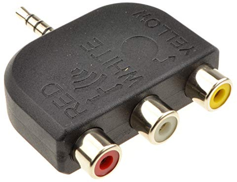 kenable 3,5 mm Jack vers 3 Phonos/RCA 4 Pôles AV Sortie TV Adaptateur Onvertisseur Red/White/Yellow
