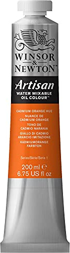 Winsor & Newton Huile Diluable à l’eau Artisan - Couleurs à l'huile Pour les Arts Plastiques - Sans Solvants, Se Diluer à l’eau, Tube de 200ML, Couleur Nuance de Jaune de Cadmium Orange
