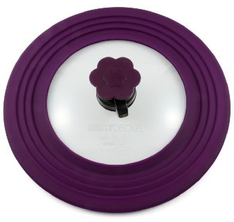Kochblume Bratdeckel mit Automatikventil | Hitzebeständig bis 180°C | Spülmaschinenfest | Für Töpfe und Pfannen von 22-28cm | Farbe: lila