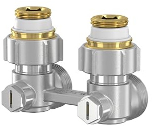 Simplex Hahnblock Exclusiv E1/50 - Selbstdichtende Anschlussnippel, Eckform, G3/4i x G3/4a Eurokonus - Effiziente Heizungsregelung - F10012