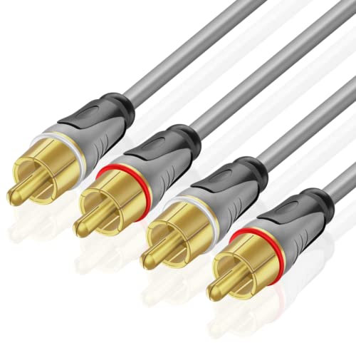 TNP Cinch Kabel - 5m, 2X RCA Cinch Stecker auf 2X RCA Cinch Stecker, RCA Kabel, Subwoofer Kabel, Stereo Audiokabel für Verstärker, Heimkino, Blu-ray, Receiver, Hi-Fi Anlagen, AUX Eingänge