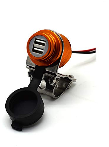 Cliff Top Aluminium 4,6 Ampere Motorrad 22 mm (0,87 ) und 25,4 mm (1) Lenker USB-Ladegerät - Steckdose für GPS, Navi und Smartphone usw. (Golden)