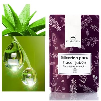Camassia Glicerina para hacer jabón (sin SLS) | Base jabón de glicerina | Base para hacer Jabón de Glicerina con Aloe Vera con certificado ecológico COSMOS | 1000gr