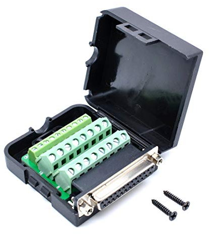 Oiyagai DB25 Weiblicher 25 Pins Connector Adapter mit Schraubklemmen Breakout Board mit Gehäuse, Frei Löten Weiblich mit Mutter