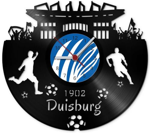 GRAVURZEILE Schallplattenuhr Duisburg - 100% Vereinsliebe - Upcycling Design Wanduhr aus Vinyl Made in Germany