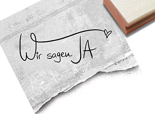 Stempel Hochzeitsstempel WIR SAGEN JA in Handschrift - Textstempel zur Hochzeit, für Einladungen Karten Heiratsanzeige Tischdeko - zAcheR-fineT