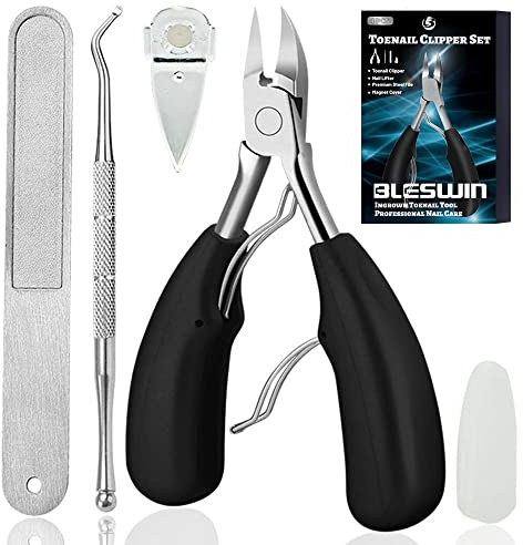 4PCS Toe Nail Clipper for Ingrown or Thick Toenails,Toenails Trimmer and Professional Podiatrist Toenail Nipper for Seniors with Surgical Stainless Steel Surper Sharp Blades Soft Grip Handle