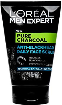 L'Oréal Paris Men Expert, ansiktsskrubb för män med fet hy, Pure Charcoal Face Scrub, 100 ml