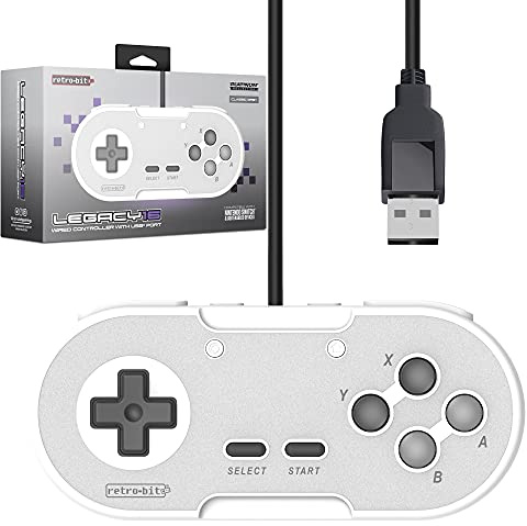 Retro-Bit Legacy16 USB Wired Controller For Steam, PC, Mac, Raspberry Pi, and Switch - Classic Grey (Nintendo Switch//)