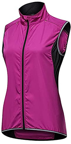 IQOAIJ Chaleco Cortavientos Ciclismo Mujer Chaleco Bici Reflectante Impermeable Chaleco Bicicleta Transpirable Chaleco MTB Sin Mangas Chaqueta,Púrpura,S