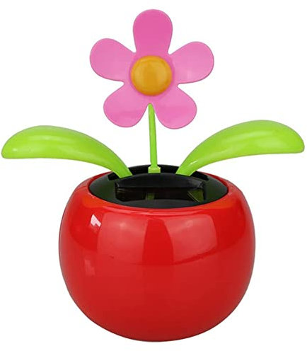 Anawakia Fiore solare oscillante a energia solare, per auto, balcone, fiore, fiore oscillante (rosso)