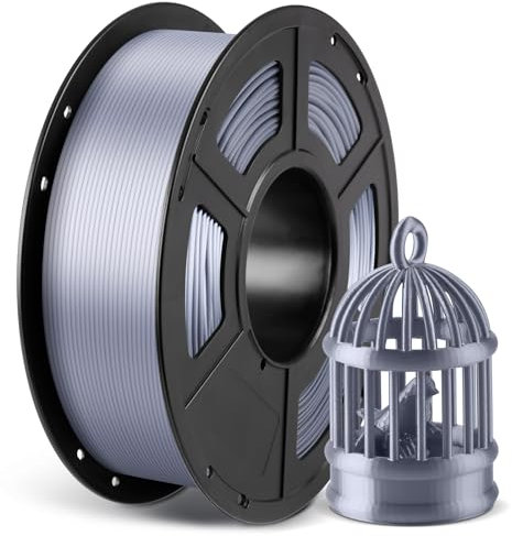 ANYCUBIC Silk PLA Filament, Seide Filament 1,75mm, Kontrollierbarer Glanz 3D Drucker Filament, Seidentexturen Prächtige Farbe 1KG Silk Silber