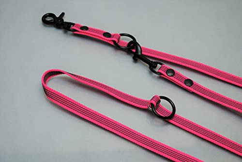 Extra Lange Leine Neon-Pink, gummiert 4-Fach verstellbar 4m x 15mm, Scheren-Karabiner