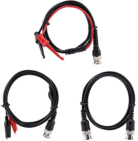 Coaxial Cable BNC to BNC Test Leads BNC to Crocodile Cable Test Cable Kit Chip Test Hook Test Cable P1260 for Oscilloscope Multimeter Pack of 3