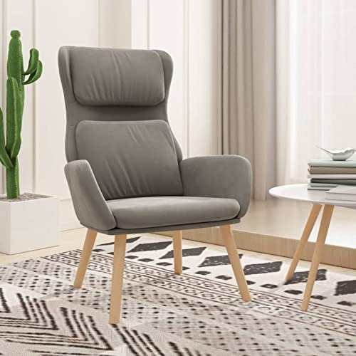 ZEYUAN Relaxsessel, Lesesessel, Fernsehsessel, Armsessel,Relax Sessel, Einzelsessel, TV Sessel, Seselstuhl Wohnzimmer, Polstersessel, Hellgrau Samt