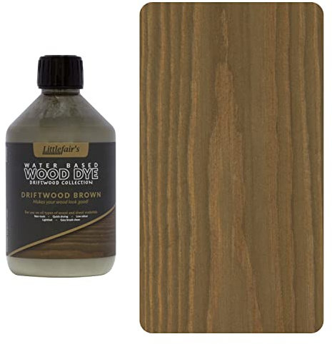 Littlefair's Holzlasur 500ml - Holzlasur Innen - Holz Lasur Für Natürliche Holzmaserung - Wasserbasierte Wood Stain - Schnell Trocknend & Umweltfreundlich - Farbe: Treibholzbraun