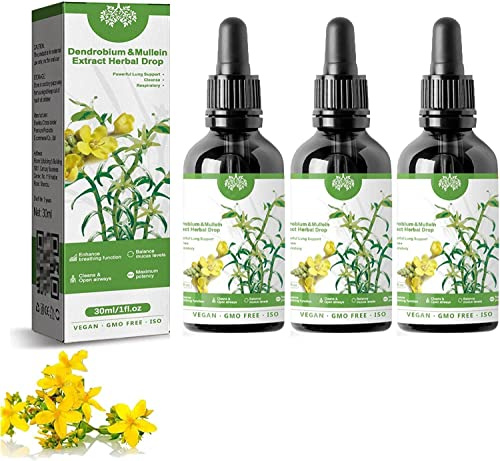 Clearbreath Dendrobium & Estratto di verbasco, potente supporto polmonare e purificare e respirare, essenza di erbe per la salute dei polmoni, gocce di erbe Clearbreath (3 pezzi)